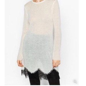 ZARA - Super Soft Knit Lace Hem Sweater Dress